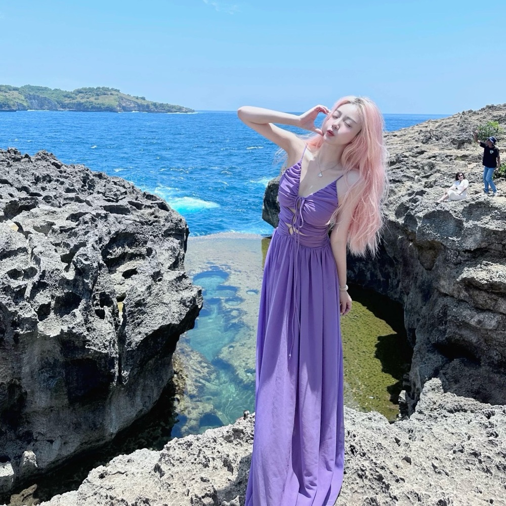 Free size purple dress